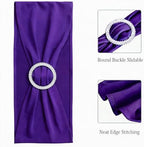 50 Stretch Spandex Purple Chair Sashes for Wedding Chairs Bows Bands with Slider Buckles Fitting Party Feast Banquet Restaurant Event Bridal Baby Shower Decoration - Image 4