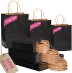 qiqee 100-Packs Black Paper Gift Bags with Handles Bulk Assorted Sizes(33pcs Large 13", 33pcs Medium 11", 34pcs Small 8") by Qiqee