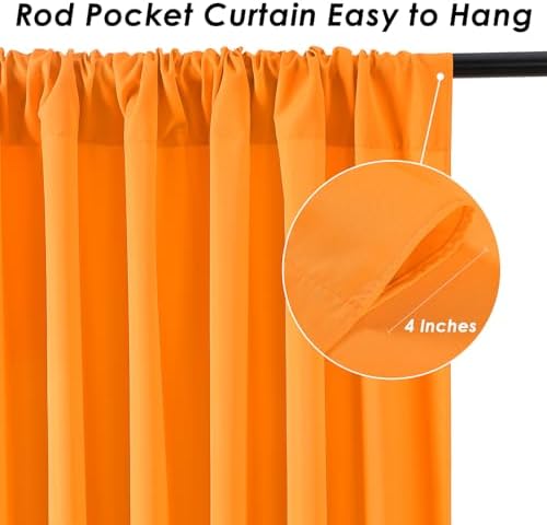 Orange Backdrop Curtains 10ftx8ft Halloween Polyester Photo Drapes - Image 3