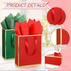 Yeaqee 50 Pcs Metallic Paepr Gift Bags Bulk with Handles,Red Green - Image 3
