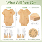 Honeydak 49 Pcs Baby Shower Prizes for Game Players 6 Sets Babysuit Shaped Bamboo Cheese Board Fork Knives Coasters Towel Potted Plant Thanks Card Gift Bag for Baby Bridal Shower Wedding Favors - Image 2