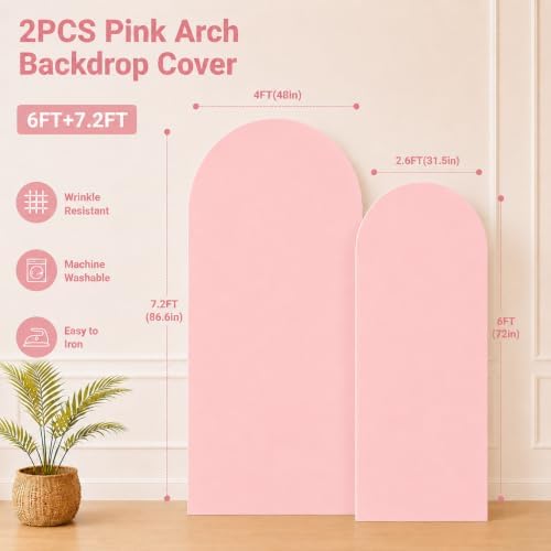 Pink Arch Cover 7.2 and 6ft Spandex Birthday Arch Backdrop Cover Set of 2 - Image 6
