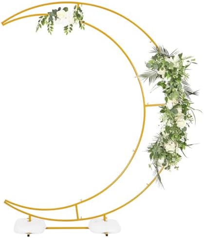 Half Crescent Moon Wedding Arch Backdrop Stand 6.9FT Party Ceremony Arch by Vincidern