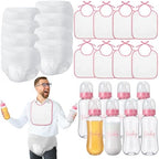 8 Sets Bottle Chug Baby Shower Games Juegos Para Plastic Baby Bottles Bibs Disposable Diapers Gender Reveal Games Baby Changing Diaper Race Game Decoration (Pink) by giftlyze