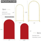 Set of 2 Metal Arch Backdrop Stands with Red Covers, 6/7.2FT - Image 3