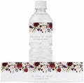 Personalized Water Bottle Labels with Choice of 30 Flower Styles - Choose Font and Pre-Made Phrases or Design Custom Text - LABELS ONLY (017 Burgundy and Pink Flowers, 2 inch (8.5x2")) by ThePaperedWedding