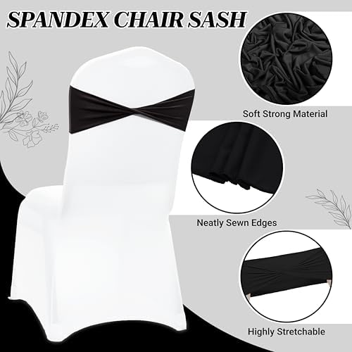 MDS Pack of 200 Spandex Chair Sashes Without Slider Buckles – Black - Image 3