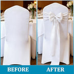 25 Pcs White Chair Sashes, Wedding Bow Decor 108in x 7in, Polyester Fabric Sash Ties for Banquet Seating, Folding Chairs, Reception Aisle, Party Decorations - Image 3