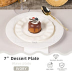 72 Pack Ivory Plastic Plates, 7" Disposable Wave Edge Dessert Plates - Image 2