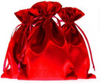 50 Pack 6" x 9" Red Satin Gift Bags with Drawstring, Jewelry Pouches, Wedding Favor Bags for Baby Shower Birthday Party Small Business by Knitial