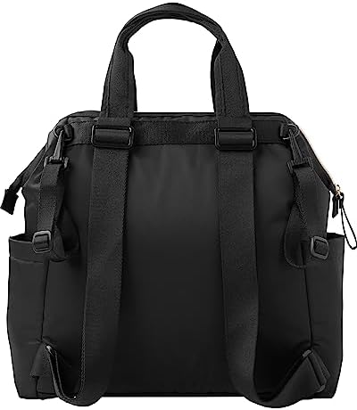 Skip Hop Diaper Bag Backpack: Mainframe Large Capacity Wide Open Structure with Changing Pad & Stroller Attachement, Black with Gold Trim - Image 7