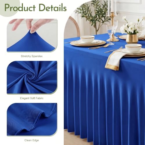 Blue Spandex Tablecloth for 8FT Rectangle Tables, Table Skirt - Image 4