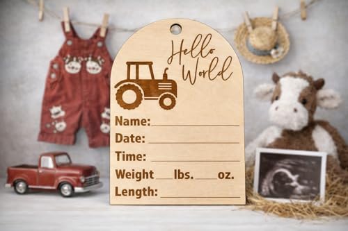 SM Design Baby Milestone Markers Set of 12 + Birth Announcement Sign | Monthly Baby Photo Props | First Year Milestones | Nursery Wall Decor | Hobby Theme (Farm) - Image 5