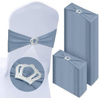 VitalCozy 100 Pcs Spandex Chair Sashes with Crown Buckle,Dusty Blue by VitalCozy