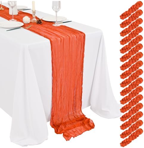 Showgeous 16 Pack Orange Cheesecloth Table Runner 17 x 108 Inch by Showgeous