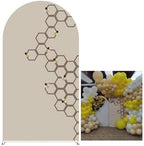 Hexagon Beehive Arch Backdrop Cover 6.6FT Honry Bee Stretchy Spandex Arch Stand Cover for Birthday Baby Shower Ceremony Wedding Party Decoration (Only Cover) by KONPON