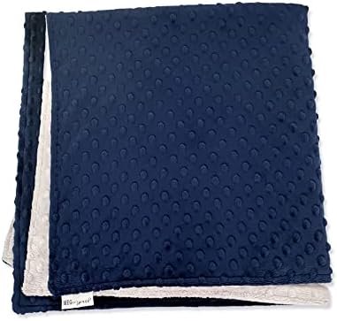 MEG Original Navy Blue & Silver Gray Minky Dot Baby Blanket 601 - Image 6