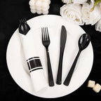 Supernal 120pack Pre Rolled Black Plastic Silverware Set Disposable (Pack of 2) - Image 3