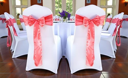 MDS® Pack of 300 Satin Chair Sashes for Wedding & Events – Coral - Image 2