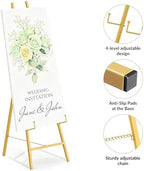 Garvee 2 Pack Welcome Sign Stand, 57.5" Display Easel Stand for Sign with Adjustable Height Chain, Heavy Duty Art Easel for Paintings, Posters, Baby Showers, Birthday Parties, Gold - Image 3