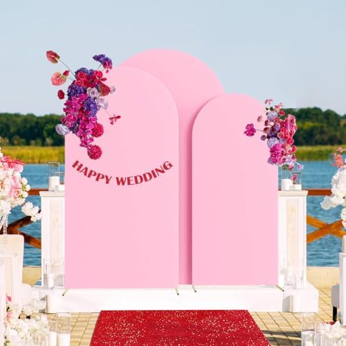HAINARverS Set of 3 Stretchy Arch Backdrop Covers, Pink, 6/6.6/7.2FT - Image 5