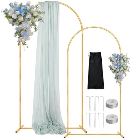 7.2FT 6FT Wedding Arch Backdrop Stand with Base Set of 2 by DEVISEFUN