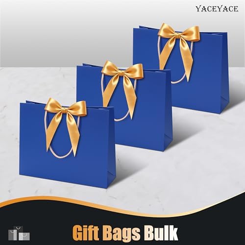 YACEYACE Blue Gift Bags with Bow 20Pack of Blue Gift Bag with Tissue Paper - Image 6
