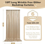 30ftx10ft Shimmer Champagne Sequin Backdrop Curtain for Parties, Wrinkle Free Glitter Sparking Backdrop Drapes Photo Back Drop Cloth for Wedding Birthday Photography Background -6 Panels 5x10ft - Image 5