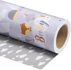 WRAPAHOLIC Jumbo Reversible Baby Shower Wrapping Paper - 30 Inch x 100 Feet Jumbo Roll - Grey Animal Design Neutral Baby Shower, Boys Girls Kids Birthday by WRAPAHOLIC