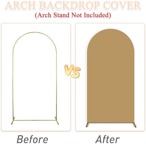 Spandex Arch Backdrop Cover Brown Arch Cover Set of 3 (7.2FT, 6.6FT, 6FT) Wedding Arches Frame Covers Stretchy Backdrop Fabric Chiara Arched Covers for Baby Shower Gender Reveal Birthday Party Decor - Image 5