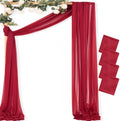 Sheer Gauze Wedding Arch Draping Fabric 29" x 20 FT 4 Panels Red by MLMC