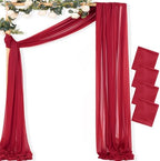 Sheer Gauze Wedding Arch Draping Fabric 29" x 20 FT 4 Panels Red by MLMC