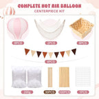 Spiareal 6 Sets Pink Hot Air Balloon Paper Lanterns Decor with Basket - Image 2