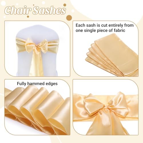 MDS® Pack of 300 Satin Chair Sashes for Wedding & Events – Beige - Image 5