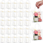 WDSHCR 80 PCS Clear Plastic Gift Bags with Handles, Party Favor Bags with Ribbons, Reusable Goodie Tote Bags for Wedding, Baby Shower, Birthday (Clear 5.1 x 5.9 x 2.8, 80 Pack) by WDSHCR