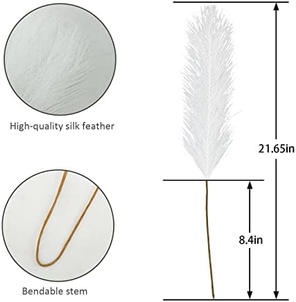obbsie 50pcs White Faux Pampas Grass Decor, 21.6" Short Artificial Pompous Grass Floral Fake Pompas Grass Branches Vase Filler Flower Arrangement for Home Wedding Boho Decor (Pack of 2) - Image 5