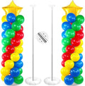Seematn 2 Sets Balloon Stand Kit Hero Themed Party Decor 142 Pcs Adjustable Balloons Column Stand Kit 6.6 ft Arch Stands with Base Telescopic for Floor Decor for Birthday Baby Shower Party Supplies by Seematn