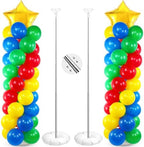 Seematn 2 Sets Balloon Stand Kit Hero Themed Party Decor 142 Pcs Adjustable Balloons Column Stand Kit 6.6 ft Arch Stands with Base Telescopic for Floor Decor for Birthday Baby Shower Party Supplies by Seematn
