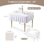 Wish Care 2 Pack White Spandex Tablecloths for 34x34 Inch Square Tables, Stretch Fitted Table Clothes with Pleated Ruffle Skirt for 34” Table, Wrinkle Free and Elastic, for Party Kitchen Home Dining - Image 4