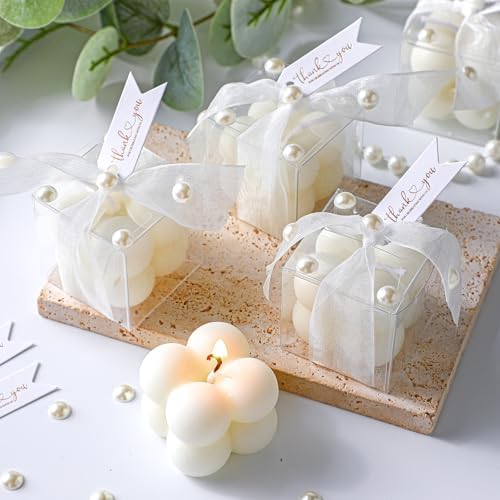 Nuanchu 30 Sets Bridal Shower Favors White 1.6" Mini Bubble Candles - Image 5