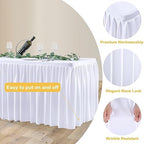 Wish Care White Polyester Table Clothes for 4 Foot Rectangle Tables, Wrinkle Free Fitted Table Cover with Pleated Ruffle Table Skirt for Birthday Party Wedding Trade Show Event Display - Image 5