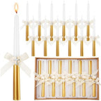 MTLEE 12 Pcs Baptism Favor Gold Bow Candles with Cross Baby Shower Favors Religious Holy Communion Christening Gifts for Christian Guests Party Wedding Birthday by MTLEE