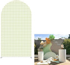 Plaids Arch Backdrop Cover for Silly Goose Baby Shower Arch Frame Stretchy Cover Gingham Kids 1st Birthday Party Fiesta Decorations (7.2x4ft Cover,Light Green) by ittsmnt