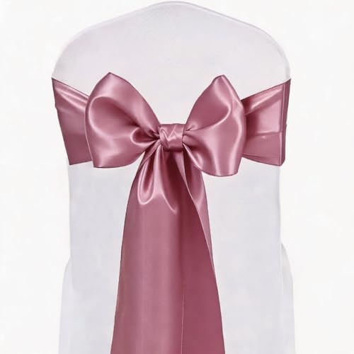Satin Chair Sashes Bows 50 Pack Universal Polyester Chair Ribbons for Wedding Anniversary Retirement Party Birthday Engagement Banquet Graduation Outdoor Events Decor (Dusty Rose, 50 pcs) - Image 2