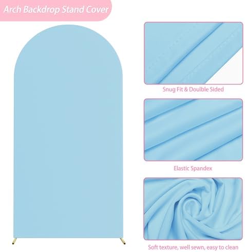 Arch Backdrop Stand and Cover Set, 6.6ft Arch Stand with Dusty Blue Cover - Image 4