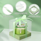 Thenshop 50 Pcs Clear Cupcake Boxes Individual 3.5 Inch, Light Green - Image 2