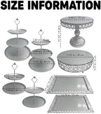 8 Pcs Cake Stands Set Metal Dessert Table Display Tiered Cupcake Holder Candy Donut Fruit Plate Cake Serving Tray Candlestick Display Treats Serving Tower for Wedding Birthday Party Decor (Silver) - Image 3