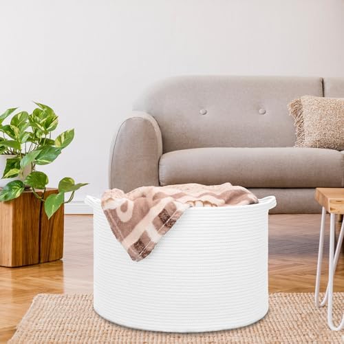 Small Woven Basket with Gift Bags and Ribbons, Empty Gift Basket and 87L Large Laundry Basket, Nursery Hamper, Large Blanket Basket, Toy Basket, White - Image 7