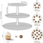 J JOYSAY Light Grey Print Acrylic Cupcake Stand 3 Tier Dessert Table Display Set Clear Cake Stands for Party Baby Shower Wedding Decorations Easy Assembly Donut Tower - Image 3