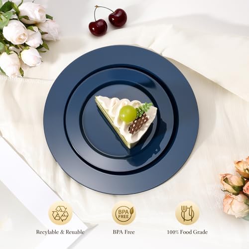 Goodluck 200PCS Navy Blue Plastic Plates, Disposable Blue Plates - Image 3